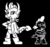 Size: 250x234 | Tagged: safe, artist:tarkan809, smolder, spike, dragon, g4, black and white, clothes, cosplay, costume, duo, grayscale, jacket, monochrome, papyrus (undertale), pixel art, pose, sans (undertale), scarf, shoes, sprite, undertale