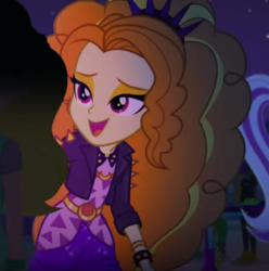 Size: 473x477 | Tagged: safe, screencap, adagio dazzle, aria blaze, sonata dusk, equestria girls, find the magic, g4, my little pony equestria girls: better together, adoragio, cropped, cute, female, mid-blink screencap, offscreen character, smiling, solo, when she smiles