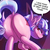 Size: 750x750 | Tagged: safe, artist:lumineko, cozy glow, pegasus, pony, g4, the summer sun setback, butt, cozy glutes, dialogue, dock, female, filly, foal, looking back, plot, smiling, solo