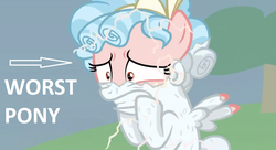 Size: 1132x616 | Tagged: safe, edit, edited screencap, screencap, cozy glow, pony, g4, the ending of the end, cozy glow drama, cozybuse, op is wrong, petrification, worst pony, you know for kids
