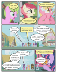 Size: 612x792 | Tagged: safe, artist:newbiespud, edit, edited screencap, screencap, apple bloom, daisy, flower wishes, fluttershy, lily, lily valley, pinkie pie, rainbow dash, rarity, roseluck, twilight sparkle, zecora, earth pony, pegasus, pony, unicorn, zebra, comic:friendship is dragons, bridle gossip, g4, cloak, clothes, comic, dialogue, ear piercing, earring, female, filly, flower, flower in hair, flower trio, flutterguy, hairity, jewelry, mare, neck rings, piercing, rainbow crash, screencap comic, shocked, spitty pie, the horror, twilight flopple, unicorn twilight