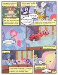 Size: 612x792 | Tagged: safe, artist:newbiespud, edit, edited screencap, screencap, apple bloom, bon bon, daisy, flower wishes, fluttershy, mr. greenhooves, pinkie pie, rainbow dash, rarity, sweetie drops, trixie, twilight sparkle, zecora, earth pony, pegasus, pony, unicorn, zebra, comic:friendship is dragons, bridle gossip, g4, comic, dialogue, ear piercing, earring, eyes closed, female, filly, jewelry, mare, mouth hold, neck rings, onomatopoeia, piercing, screencap comic, spa, spitty pie, tongue out, unicorn twilight
