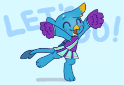 Size: 1000x684 | Tagged: safe, artist:swerve-art, gallus, griffon, 2 4 6 greaaat, g4, season 9, animated, bipedal, blushing, cheering, cheerleader, cheerleader gallus, cheerleader outfit, clothes, crossdressing, cute, daaaaaaaaaaaw, dancing, eyes closed, frame by frame, gallabetes, gif, happy, hnnng, male, male cheerleader, paws, perfect loop, pleated skirt, pom pom, skirt, solo