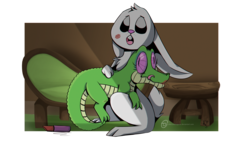 Size: 1920x1080 | Tagged: safe, artist:obscuredragone, angel bunny, gummy, alligator, rabbit, g4, angelgummy, animal, caught, cheek kiss, cottage, couch, crossdressing, cute, false eyelashes, floppy ears, fluttershy's cottage, fluttershy's cottage (interior), gay, gummyangel, interior, kiss mark, kissing, lipstick, male, naughty, open mouth, photo, playing, shipping, simple background, stool, surprised, tongue out, transparent background