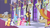 Size: 1366x768 | Tagged: safe, screencap, applejack, discord, fire flare, fluttershy, rainbow dash, rarity, spike, g4, my little pony: friendship is magic, the summer sun setback, banner, carpet, column, flower, night, quitting, shocked, statue, surprised, upset, window