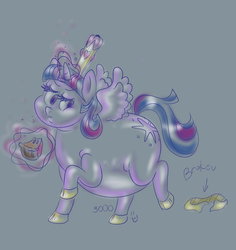 Size: 2038x2155 | Tagged: safe, artist:3000, twilight sparkle, alicorn, pony, g4, adorable face, adorafatty, adorkable, belly, big belly, chonk, chubby cheeks, clothes, crown, cute, dork, double chin, eat, eating, fat, fat ass, fat princess, food, frustrated, high res, horn, jewelry, large belly, magic, obese, over eating, overeating, overweight, pie, regalia, shoes, telekinesis, thick, twilard sparkle, twilight sparkle (alicorn), upset, weight gain, wings
