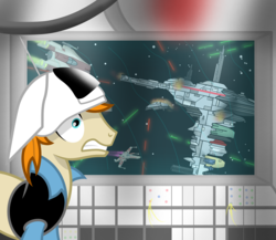 Size: 3000x2600 | Tagged: safe, artist:pizzamovies, oc, oc only, oc:pizzamovies, earth pony, pony, a-wing, clothes, helmet, high res, laser, male, rebel, rebel alliance, solo, space, spaceship, stallion, star wars, starfighter, window, x-wing