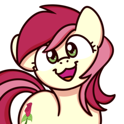 Size: 1000x1000 | Tagged: safe, artist:sugar morning, roseluck, earth pony, pony, g4, :3, bust, cute, female, looking at you, mare, open mouth, rosabetes, simple background, smiling, solo, sugar morning's smiling ponies, transparent background