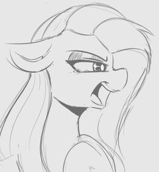 Size: 679x736 | Tagged: safe, artist:tre, pinkie pie, earth pony, pony, g4, bust, crying, female, grayscale, mare, monochrome, open mouth, pinkamena diane pie, portrait, profile, solo