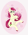Size: 10261x12777 | Tagged: safe, artist:nyota71, roseluck, earth pony, pony, g4, bubble, chest fluff, circle background, colored hooves, cute, ear fluff, female, floating, flower, fluffy, green eyes, hoof fluff, long tail, pink, pink mane, rose, simple background, solo