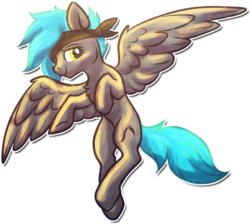 Size: 3083x2760 | Tagged: safe, artist:tiothebeetle, oc, oc only, oc:sorajona, oc:sorajona darkwing, pegasus, pony, series:random gifting is magic, accessory, blindfold, blue hair, commission, gray coat, high res, sickle, solo