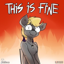 Size: 2560x2560 | Tagged: safe, artist:difis, oc, oc:night striker, pony, high res, meme, this is fine