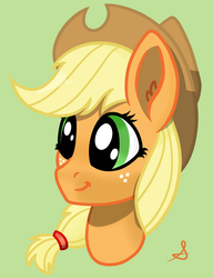 Size: 3715x4832 | Tagged: safe, artist:sponeoupartan, applejack, earth pony, pony, g4, bust, female, hat, simple background, smiling, solo