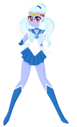 Size: 2969x4897 | Tagged: safe, artist:cyber-murph, sugarcoat, equestria girls, g4, my little pony equestria girls: friendship games, beautiful, beautiful eyes, beautiful hair, boots, clothes, commission, crossover, cute, glasses, jewelry, legs, miniskirt, pigtails, pleated skirt, purple eyes, sailor mercury, sailor mercury pose, sailor moon (series), shoes, skirt, sugarcute, tiara, twintails, white hair, woman