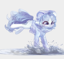 Size: 2171x2000 | Tagged: safe, artist:graypillow, oc, oc only, earth pony, pony, female, high res, mare, raincoat, solo, splashing