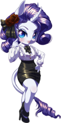 Size: 667x1350 | Tagged: safe, artist:kittehkatbar, rarity, unicorn, anthro, g4, chibi, clothes, female, french hat, mare, simple background, transparent background