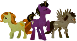 Size: 1675x900 | Tagged: safe, artist:sleepwalks, oc, oc:copper, oc:storm, oc:topsoil, earth pony, pegasus, pony, unicorn, trio