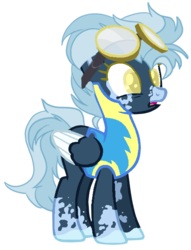 Size: 480x629 | Tagged: safe, artist:peregrinstaraptor, artist:rukemon, oc, oc only, oc:snow patrol, pegasus, pony, base used, clothes, commission, female, goggles, mare, markings, open mouth, simple background, solo, transparent background, uniform, wonderbolt trainee uniform, wonderbolts