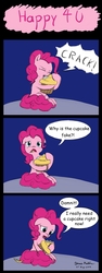 Size: 1500x4000 | Tagged: safe, artist:rockhoppr3, pinkie pie, earth pony, pony, g4, the last laugh, comic, cupcake, female, food, solo