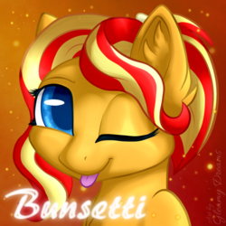 Size: 600x600 | Tagged: safe, artist:gleamydreams, oc, oc:bunsetti, pony, icon, tongue out