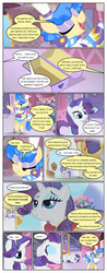 Size: 612x1554 | Tagged: safe, artist:newbiespud, edit, edited screencap, screencap, chocolate tail, purple wave, rarity, sapphire shores, pony, comic:friendship is dragons, g4, background pony, clothes, comic, dialogue, dress, eyes closed, female, flower, hat, lidded eyes, makeup, male, mare, on back, raised hoof, screencap comic, stallion, top hat
