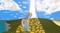 Size: 3800x2100 | Tagged: safe, artist:hater3d, rainbow dash, pony, g4, alternate hairstyle, butt, fanfic, gadget hackwrench, high res, plot, sun