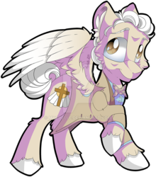 Size: 800x908 | Tagged: safe, artist:mychelle, angel, angel pony, original species, pegasus, pony, aziraphale, clothes, deviantart watermark, good omens, male, obtrusive watermark, ponified, simple background, solo, stallion, transparent background, watermark