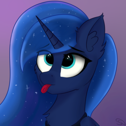 Size: 3000x3000 | Tagged: safe, artist:stravy_vox, princess luna, alicorn, pony, g4, :p, cute, female, high res, lunabetes, solo, tongue out
