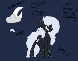 Size: 5100x4000 | Tagged: safe, artist:whiteberry, oc, oc only, oc:sliver sky, earth pony, pony, freckles, reference sheet, solo, stars