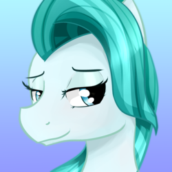 Size: 3000x3000 | Tagged: safe, artist:dashy21, lighthoof, pony, g4, blue background, female, high res, lidded eyes, simple background, smiling, solo