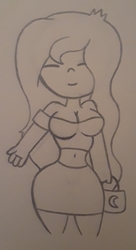 Size: 1257x2305 | Tagged: safe, artist:lightning135, princess luna, equestria girls, g4, bag, belly button, breasts, cleavage, clothes, cute, eyes closed, female, midriff, miniskirt, sketch, skirt, smiling, solo, top, traditional art