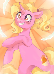 Size: 1088x1477 | Tagged: safe, artist:trinoids, luster dawn, pony, unicorn, g4, the last problem, abstract background, blushing, cute, female, lusterbetes, smiling, solo