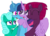 Size: 1518x1080 | Tagged: safe, artist:徐詩珮, fizzlepop berrytwist, glitter drops, spring rain, tempest shadow, twilight sparkle, alicorn, pony, unicorn, g4, bisexual, broken horn, female, horn, hug, lesbian, mare, polyamory, ship:glitterlight, ship:glittershadow, ship:sprglitemplight, ship:springdrops, ship:springlight, ship:springshadow, ship:springshadowdrops, ship:tempestlight, shipping, simple background, talking, transparent background, twilight sparkle (alicorn), winghug