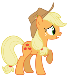 Size: 7036x7838 | Tagged: safe, artist:estories, applejack, earth pony, pony, g4, absurd resolution, hat, open mouth, raised hoof, simple background, transparent background, vector