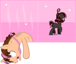 Size: 2390x2027 | Tagged: safe, artist:zacatron94, oc, oc:squeaky pitch, oc:think pink, earth pony, pony, unicorn, empty eyes, female, high res, male, mare, simple background, stallion, transparent background