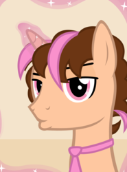 Size: 2415x3266 | Tagged: safe, artist:zacatron94, oc, oc only, oc:think pink, pony, unicorn, bust, duckface, high res, magic, male, portrait, solo, stallion