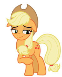 Size: 5465x6799 | Tagged: safe, artist:estories, applejack, earth pony, pony, g4, absurd resolution, female, floppy ears, lidded eyes, sad, simple background, solo, transparent background, vector, wavy mouth