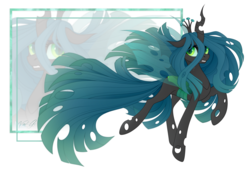 Size: 2940x2025 | Tagged: dead source, safe, artist:vird-gi, queen chrysalis, changeling, changeling queen, g4, beautiful, eyebrows, female, full body, high res, lidded eyes, mare, raised hoof, simple background, solo, unamused, zoom layer