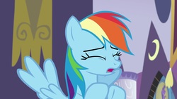 Size: 1920x1080 | Tagged: safe, screencap, rainbow dash, pony, g4, the summer sun setback, eyes closed, female, mare, praying, solo