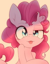Size: 1606x2048 | Tagged: safe, artist:akainu_pony, pinkie pie, earth pony, pony, g4, bust, cute, diapinkes, female, looking at you, mare, mlem, silly, simple background, solo, tongue out