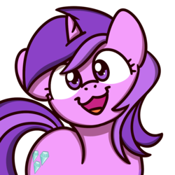 Size: 1000x1000 | Tagged: safe, artist:sugar morning, amethyst star, sparkler, pony, unicorn, g4, :3, awwmethyst star, bust, cute, female, looking at you, mare, mummy red girl is red, mummy she pushed red, open mouth, rugrats, simple background, smiling, smiling at you, solo, sugar morning's smiling ponies, transparent background