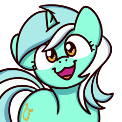 Size: 1000x1000 | Tagged: safe, artist:sugar morning, lyra heartstrings, pony, unicorn, g4, :3, bust, cute, female, looking at you, lyrabetes, mare, open mouth, simple background, smiling, solo, sugar morning's smiling ponies, transparent background