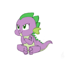 Size: 705x645 | Tagged: safe, artist:carnifex, spike, dragon, g4, angry, baby, baby dragon, barb, barbabetes, cute, female, grumpy, madorable, pouting, rule 63, rule63betes
