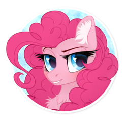 Size: 1990x1910 | Tagged: dead source, safe, artist:vird-gi, pinkie pie, earth pony, pony, g4, bust, chest fluff, cute, diapinkes, ear fluff, female, heart eyes, mare, portrait, solo, wingding eyes