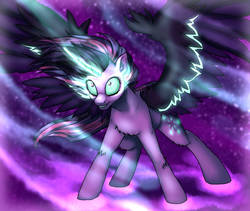 Size: 1821x1539 | Tagged: safe, artist:not-ordinary-pony, derpibooru exclusive, sci-twi, twilight sparkle, alicorn, pony, equestria girls, g4, female, glowing horn, horn, mare, midnight sparkle, ponified, solo, spread wings, wings
