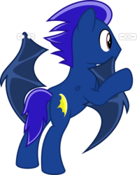 Size: 6400x8165 | Tagged: safe, artist:parclytaxel, oc, oc only, oc:copper strikes, bat pony, earth pony, pony, .svg available, absurd resolution, bat wings, butt, coat rack, commission, male, modular, mouth hold, plot, simple background, solo, stallion, transparent background, vector, wings