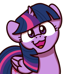 Size: 1000x1000 | Tagged: safe, artist:sugar morning, twilight sparkle, alicorn, pony, g4, :3, bust, cute, female, looking at you, mare, open mouth, simple background, smiling, solo, sugar morning's smiling ponies, transparent background, twiabetes, twilight sparkle (alicorn)