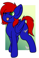 Size: 730x1095 | Tagged: safe, artist:melonzy, oc, oc only, oc:shrapnel, pegasus, pony, cutie mark, one eye closed, tongue out, wink, wrench