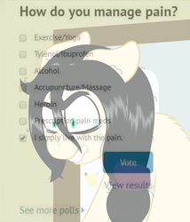 Size: 747x872 | Tagged: safe, artist:scraggleman, oc, oc only, oc:floor bored, earth pony, pony, crying, gritted teeth, live with the pain, meme, pain, ponified meme, solo, tears of pain