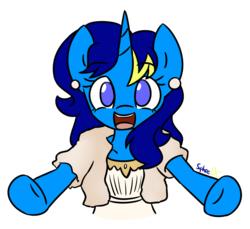 Size: 1280x1170 | Tagged: safe, artist:spheedc, oc, oc only, oc:electro swing, pony, unicorn, clothes, incoming hug, looking at you, open mouth, simple background, smiling, solo, transparent background